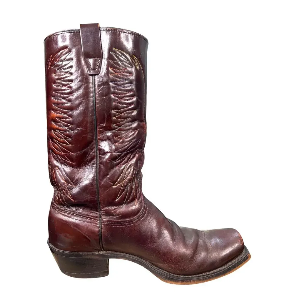 Vintage 70’s Wrangler 5630 Eagle Rainbow Brown Leather Cowboy Boot Size 10.5 D